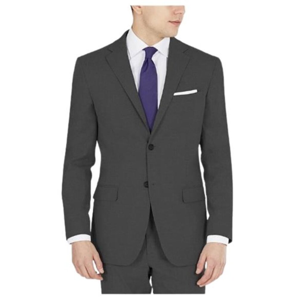 DKNY Men's Modern Fit High Performance Business Black Suit Jacket 48R